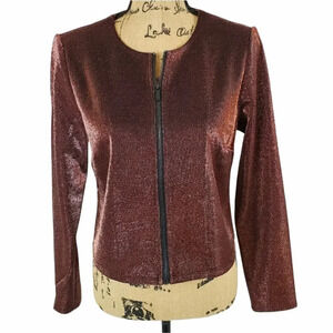 TAHARI Women's Regular Bronze Shine Metallic Evening Jacket Size Medium New